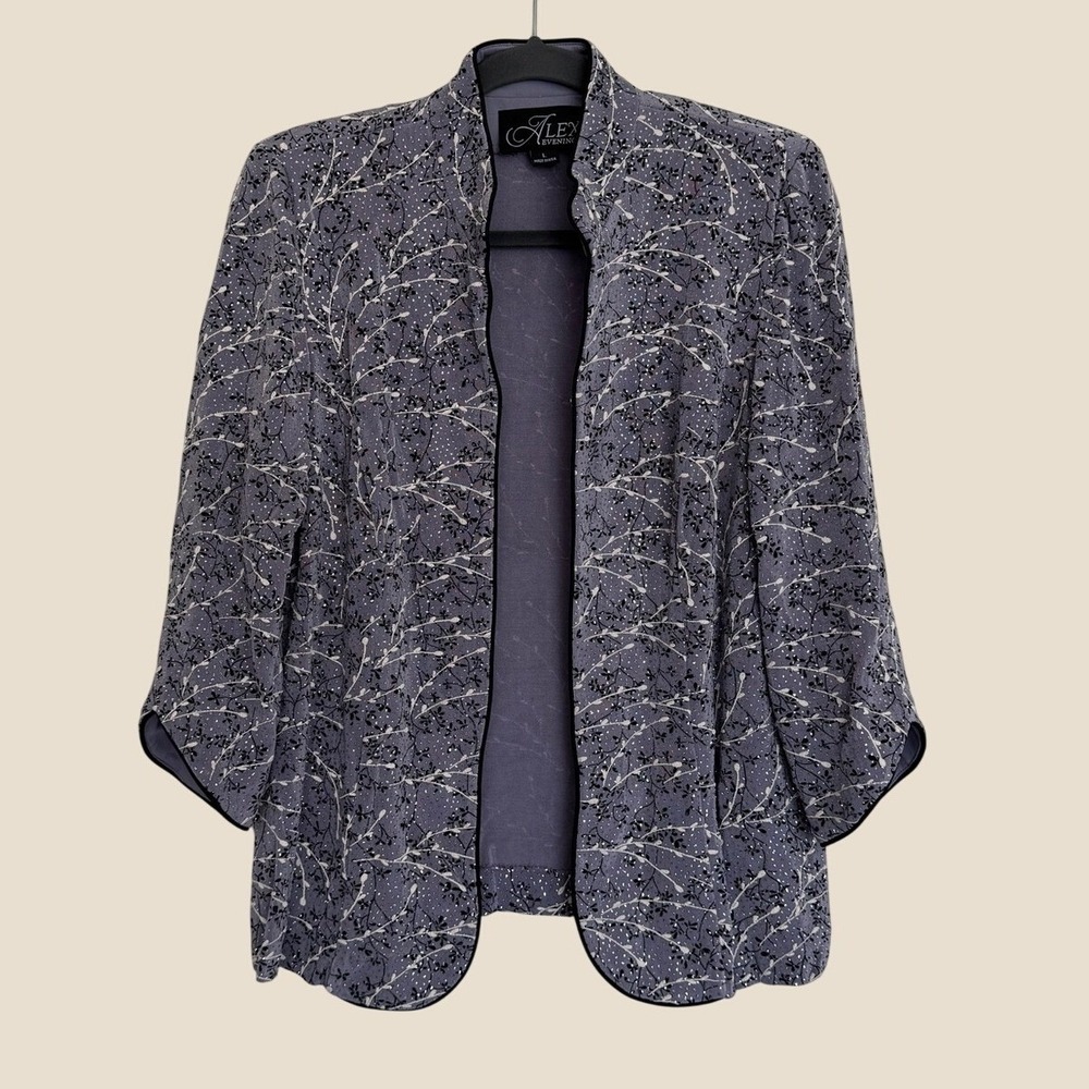 Alex Evenings Large Mandarin Glitter Evening Jacket Blazer Topper Lightweight
